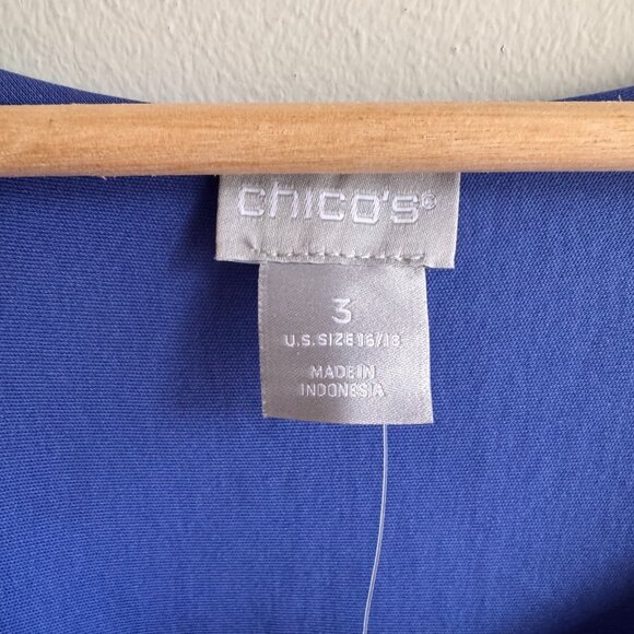 Chicos Colorblock Asymmetrical Maxi Dress Size 3 Cotton Poplin Nautical Blue - Picture 4 of 7